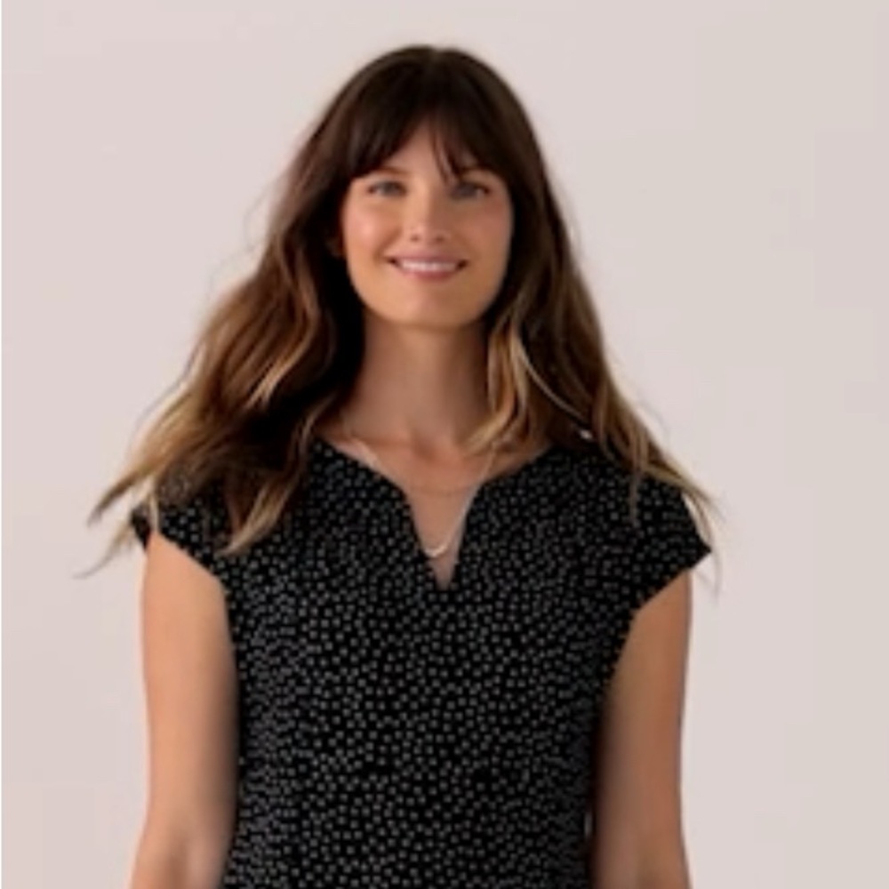 J.Jill Wearever Seamed Split-Neck Dress in black Tossed Dots Size XLP NWOT - Picture 16 of 16